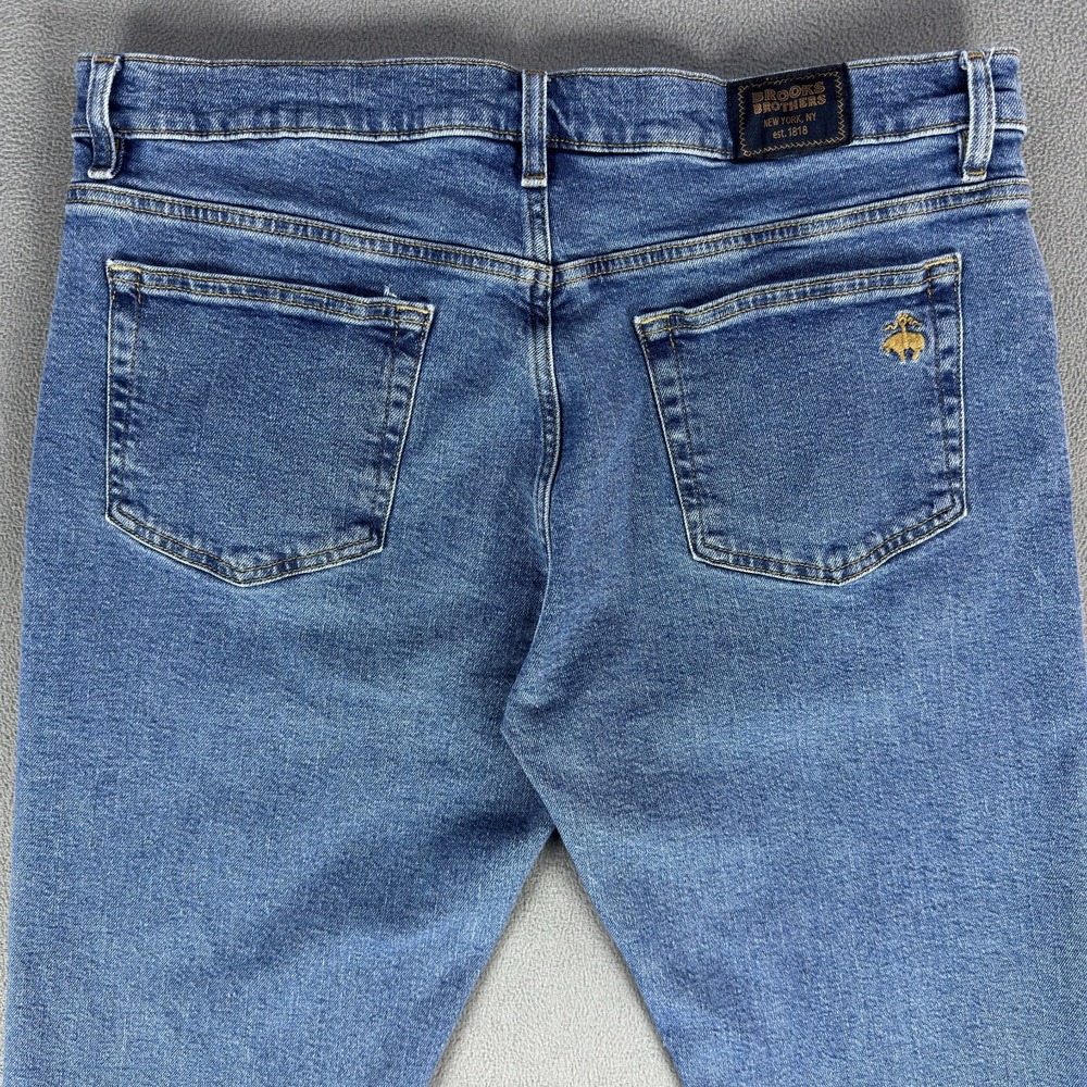 Brooks Brothers Jeans Mens 38x30 Blue Straight Leg Classic Prep Fleece Logo